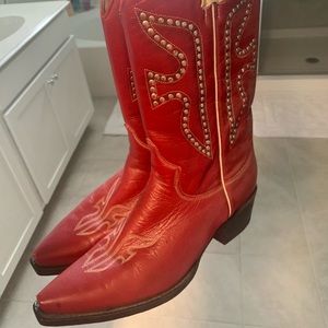 Red studded Frye boots